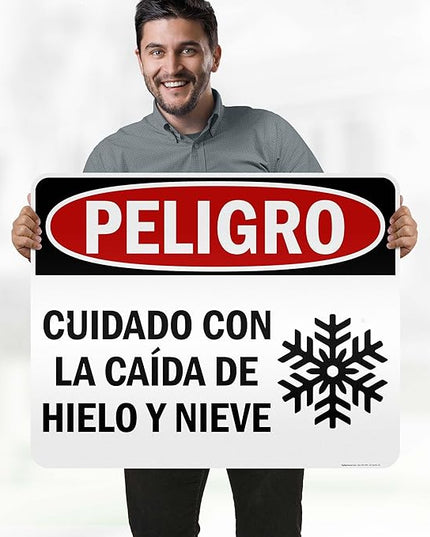 Danger Watch for Falling Ice and Snow Bilingual Sign, 24x30 Inches, 3M EGP Reflective .080 Aluminum, Fade Resistant, Made in USA by My Sign Center