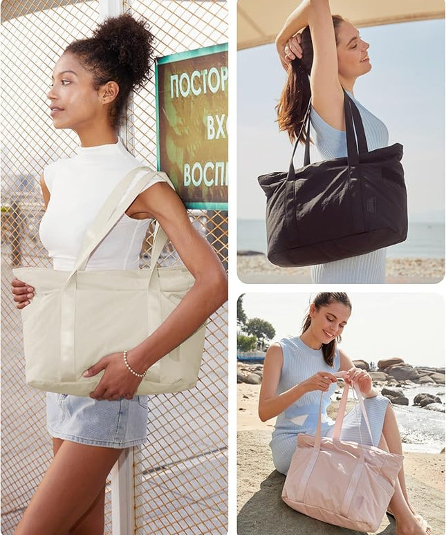 BAGSMART Tote Bag for Women, Tote Bag with Zipper Work Tote with Compartments Nurse Shoulder Hanbag for Travel, Gym