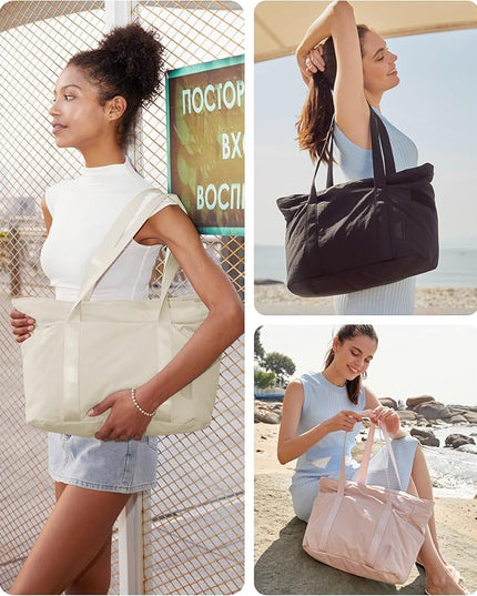 BAGSMART Tote Bag for Women, Tote Bag with Zipper Work Tote with Compartments Nurse Shoulder Hanbag for Travel, Gym