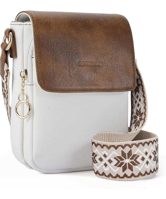 APHISON Small Crossbody Bags for Women Trendy, Leather Phone Wallet Purses Handbags Card Slots with Adjustable Guitar Strap