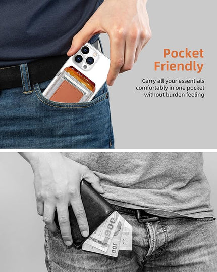ExtreLife For Magsafe Wallet, Stronger Magnetic Wallet for iPhone 17/16/15/14/13/12 Series, Magnetic Card Holder with 2 Card Slots, Vegan Leather, Max 7 Cards, Slim, Brown
