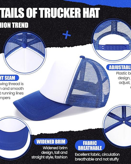 10 Pcs Sublimation Blank Trucker Hats Bulk Mesh Baseball Cap Polyester Mesh Trucker Hat for Men and Women