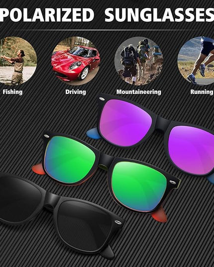 MEETSUN Polarized Sunglasses for Women Men Classic Retro Trendy Driving Sun Glasses UV400 Protection (3 Pack)