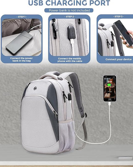 Swissdigital Design Business Laptop Backpack, College Laptops Backpack with USB Charging Port for Men and Women Fits 16 Inch Notebook, Mauve Grey | SD1670-05