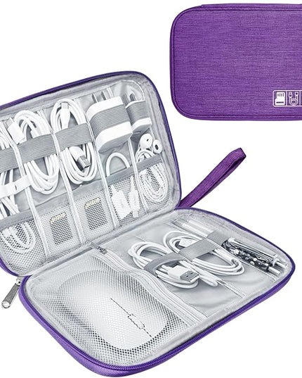 Electronics Travel Organizer,Portable Waterproof Electronic Travel Storage Bag for Small Charging Cord Storage,Charger,Small Electronics,SD Card etc,for Travel,Business -Purple