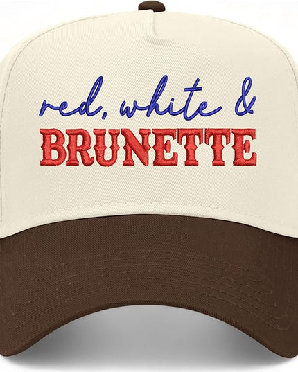 Red, White, & Brunette Hat | Premium Vintage Trucker Hat with Adjustable Snapback for Men and Women