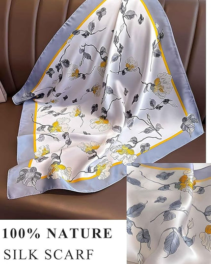 100% Mulberry Silk Scarf for Women Hair Lightweight Square Neckerchief Wrap For Head Scarves 21"