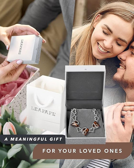 Leafael Infinity Love Heart Link Bracelets, Birthstone or Healing Stone Crystal Bracelet for Women, Silver Tone Jewelry Gifts for Her, 7-inch Chain and 2-inch Extender