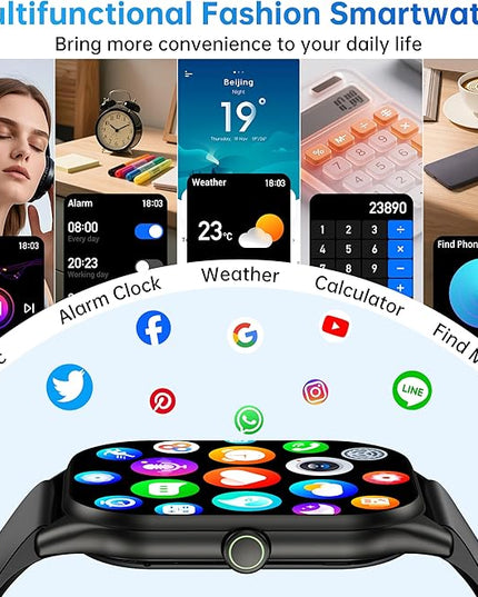 Smart Watch for Men Women, 2.0" HD Touchscreen Fitness Tracker, Bluetooth Calls/Notifications, IP68 Waterproof, 100+ Sport Modes Fitness Watch, Heart Rate Sleep Monitor Smartwatch for Android iOS