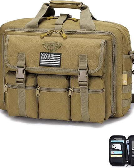 Large Tactical Laptop Bag for Men, Military 17.3 Inch Computer Bag Briefcase with Passport Wallet, Carry on Messenger Bag