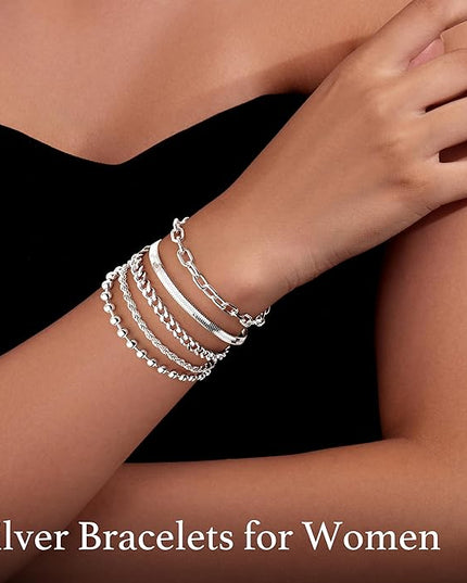 Gold Bracelets Set for Women Stack, Dainty Thick Bracelets Stack for Women Trendy, Simple Thin Gold Plated Cuff Stackable Bracelets With Beaded Cuban Paperclip Snake Rope Bangle Hand Chain Jewelry Gifts for Women Non Tainish