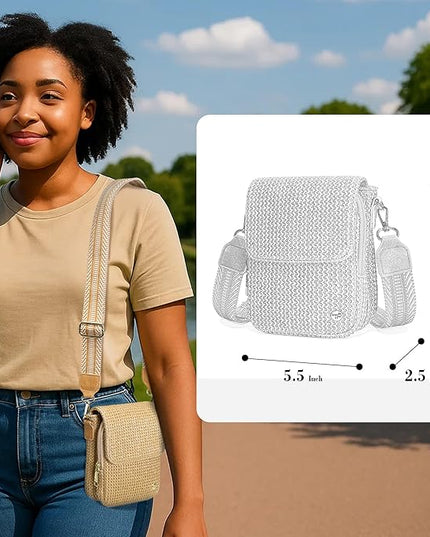 Haytijoe Straw Crossbody Bags for Women Small Summer Purse Woven RFID Cross Body Phone Wallet for Beach Hawaiian Travel Gifts