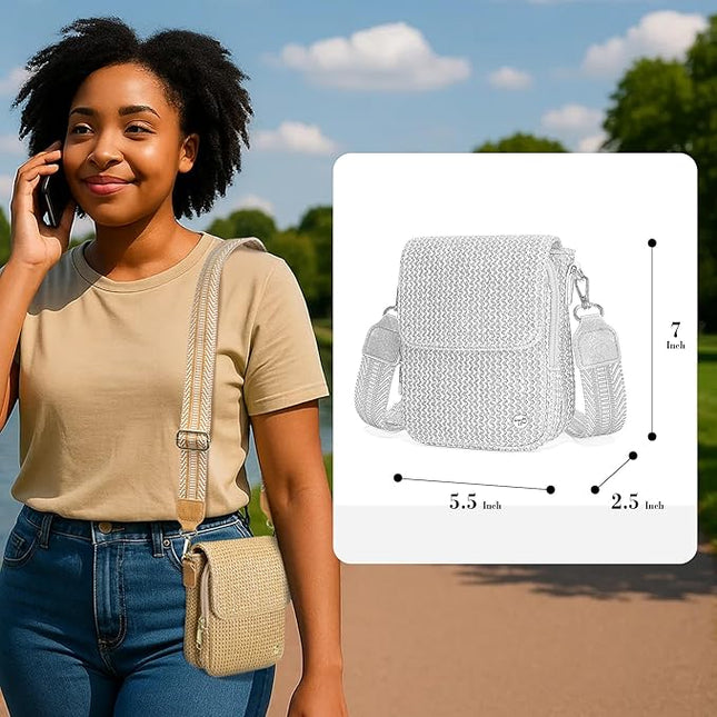 Haytijoe Straw Crossbody Bags for Women Small Summer Purse Woven RFID Cross Body Phone Wallet for Beach Hawaiian Travel Gifts
