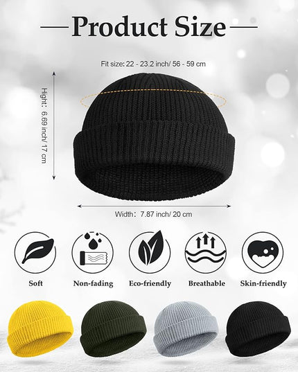 SATINIOR Fisherman Beanie Trawler Beanie Winter Watch Hat Roll up Edge Skullcap Unisex