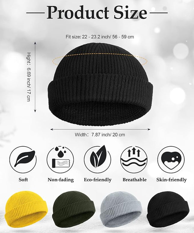 SATINIOR Fisherman Beanie Trawler Beanie Winter Watch Hat Roll up Edge Skullcap Unisex