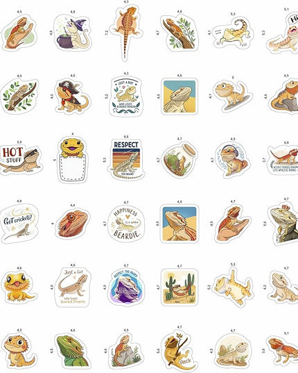 100Pcs Bearded Dragon Stickers for Water Bottle - Bearded Dragon Party Supplies - Gift for Women & Men