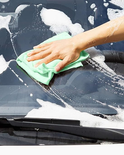 Amazon Basics Microfiber Cleaning Cloths, Ultra Absorbent, Scratch Free, Non-Abrasive, Reusable and Washable, All-Purpose, Car Detailing, 16" x 12", Green/Gray/Pink, 36-Pack