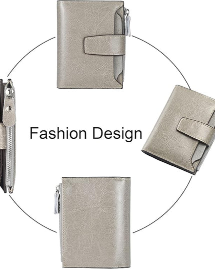 Lavemi Small Compact Women Wallet RFID Blocking Genuine Leather Bifold Purse with ID Windows