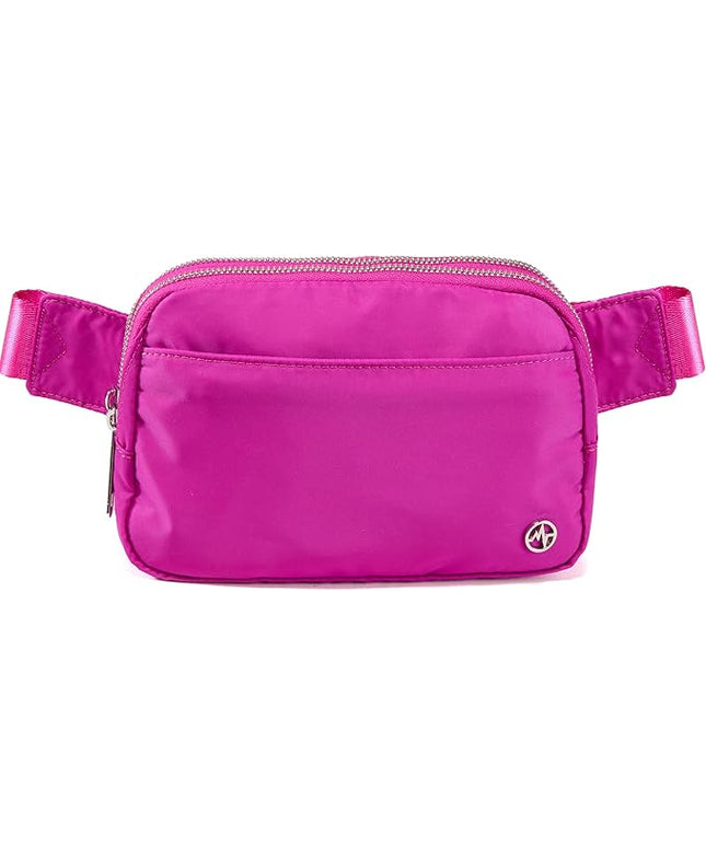 Pander Everywhere Belt Bag for Women, 5 Zipper Pockets Nylon Crossbody Fanny Pack Purse (Grape Purple)