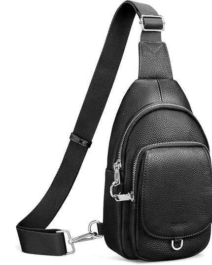befen Anti Theft Genuine Leather Sling Bag for Women RFID Small Crossbody Bag Chest Bag Leather Fanny Packs for Travel