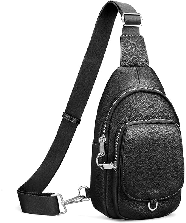 befen Anti Theft Genuine Leather Sling Bag for Women RFID Small Crossbody Bag Chest Bag Leather Fanny Packs for Travel