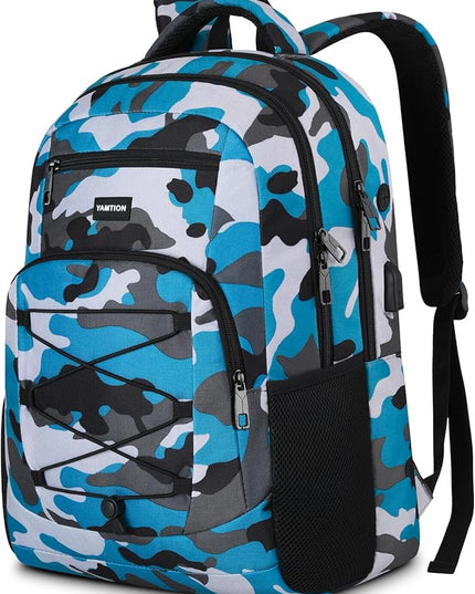 YAMTION School Backpack for Teen Boys and Men,Laptop Bookbag Backpack with USB for High School College Students Travel Office