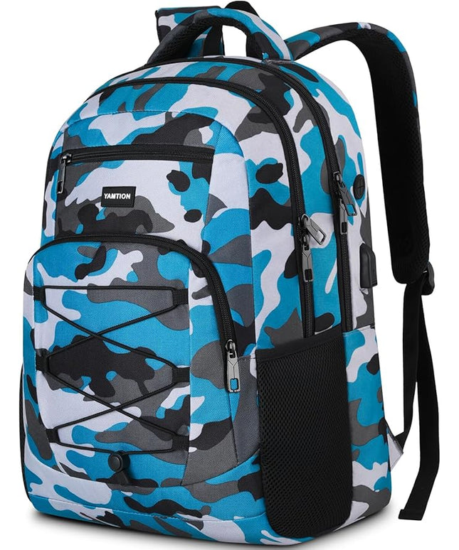 YAMTION School Backpack for Teen Boys and Men,Laptop Bookbag Backpack with USB for High School College Students Travel Office