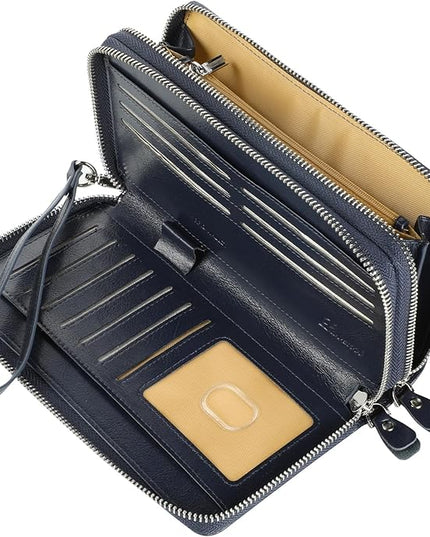 Lavemi Small Compact Women Wallet RFID Blocking Genuine Leather Bifold Purse with ID Windows