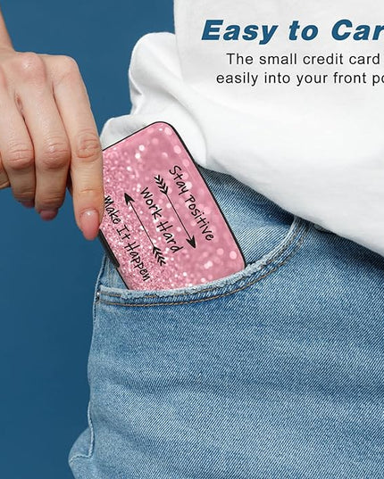 Atufsuat Credit Card Holder, Mini Aluminum Card Wallet RFID Blocking Slim Metal Hard Card Case for Women Men, Work Hard