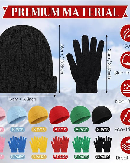 Tarpop 96 Pcs Winter Beanies and Gloves Bulk, Cold Weather Unisex Winter Hat and Gloves for Homeless Men Women