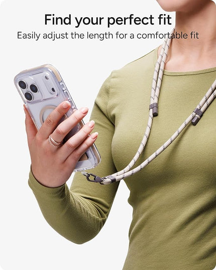 ZAGG Crossbody Lanyard for Phone Cases with Lanyard Attach Points – Adjustable Durable Nylon Strap with Tear-Proof Tab – Comfortable Hands-Free Carry, Black