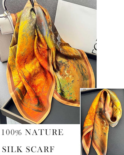 100% Mulberry Silk Scarf for Women Hair Lightweight Square Neckerchief Wrap For Head Scarves 21"