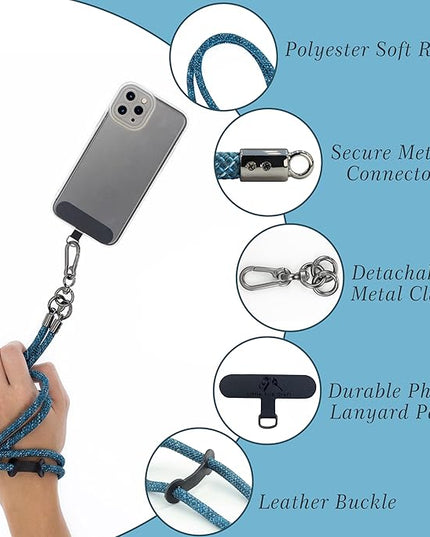 Phone Lanyard Universal Cell Phone Strap Crossbody Strap for iPhone Lanyard Around the Neck Extra Long Rope with Tether Tab for Men and Women (Camo Blue)