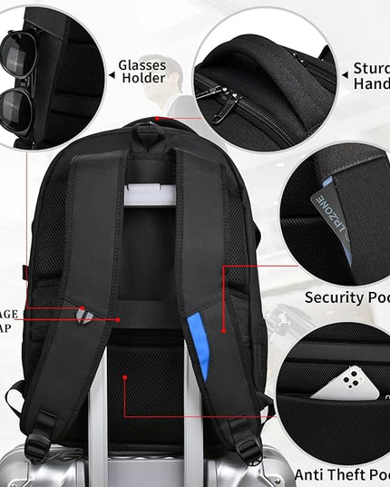 DUSLANG 17 Inch Laptop Backpack for Travel Water Resistant College Backpack for Women Laptop Bag with USB Charging Port,Beige A