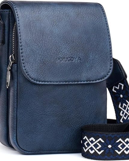 POIUGOYA Small Crossbody Bags for Women Trendy,Leather Triple Compartment Cell Phone Crossbody Wallet Purses with Card Slots