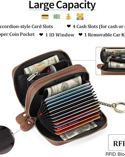 GOIACII Small Genuine Leather Wallet for Women, RFID Blocking Credit Card Holder Wallet