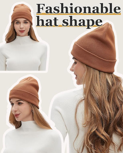 100% Cotton Beanies for Men Women Cotton Hats Soft Warm Unisex Cuffed Plain Skull Hat Autumn Winter Slouchy Knitted Cap
