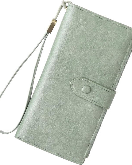 SENDEFN Wallet for Women RFID Blocking Leather Clutch Long Purse Large Capacity Credit Card Holder Wristlet