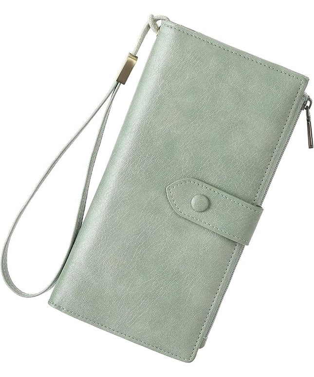 SENDEFN Wallet for Women RFID Blocking Leather Clutch Long Purse Large Capacity Credit Card Holder Wristlet