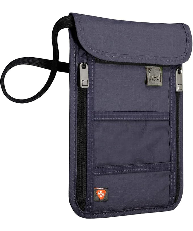 Lewis N. Clark RFID Blocking Stash Neck Wallet, Travel Pouch + Passport Holder for Women & Men, Navy