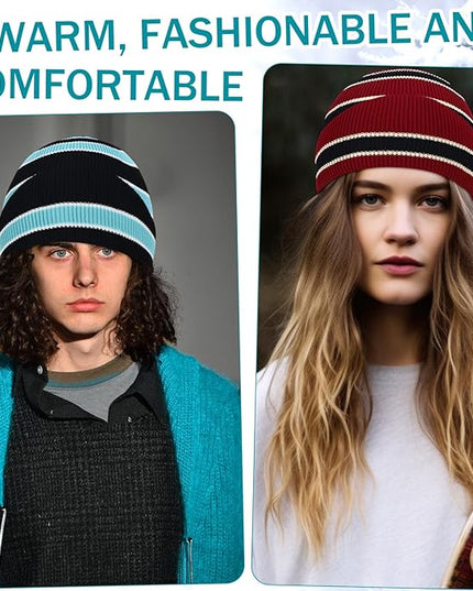 Yahenda 50 Pcs Winter Beanies Bulk for Men Women, Knitted Beanie Hats Cuffed Skull Cap Unisex
