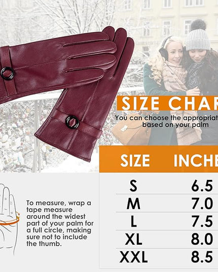 Dsane Womens Winter Leather Gloves Touchscreen Texting Warm Driving Lambskin Gloves for Christmas Gifts