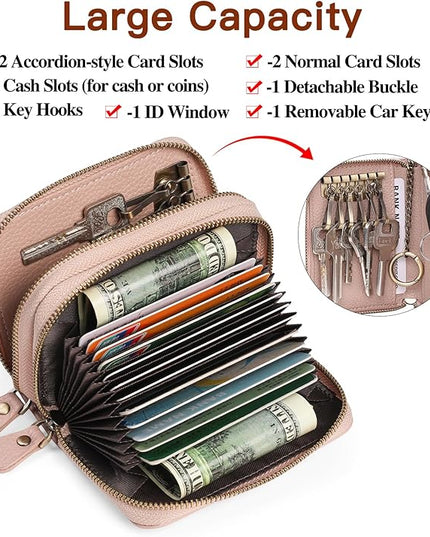 GOIACII Small Genuine Leather Wallet for Women, RFID Blocking Credit Card Holder Wallet