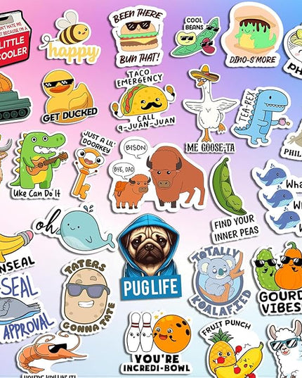 123 PCS Funny Pun Stickers for Adults, Hilarious Punny Gift for Laptop, Water Bottles, Decals for Scrapbooking Waterproof Vinyl