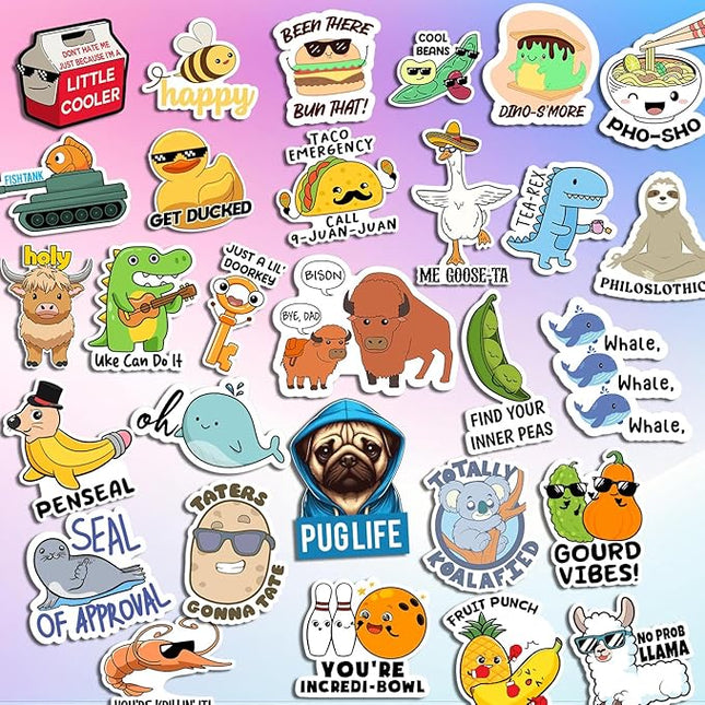 123 PCS Funny Pun Stickers for Adults, Hilarious Punny Gift for Laptop, Water Bottles, Decals for Scrapbooking Waterproof Vinyl