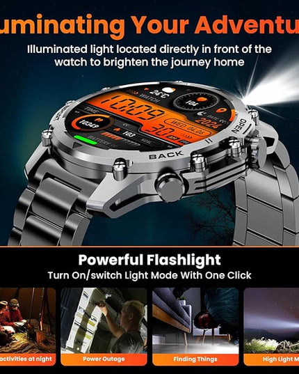 Hwagol Smart Watches for Men (Call/Notification),Two Style Kits,Military Smart Watch with Heart Rate/Sleep Monitor/Pedometer for Android and iOS,1.52''HD DIY Screen Fitness Tracker