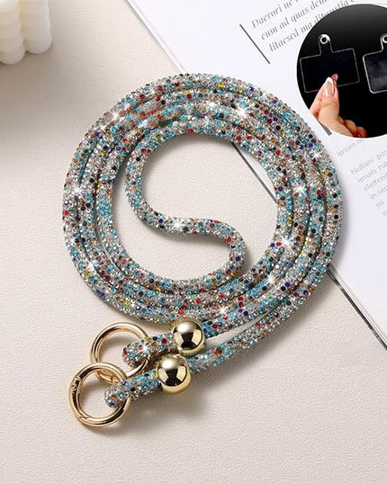 Crystal Phone Lanyard for Women Sparkling Crossbody Phone Strap with Full Rhinestone Bling Anti-Theft Phone Strap