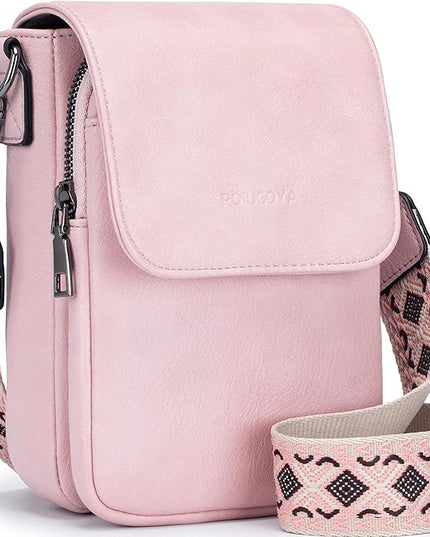 POIUGOYA Small Crossbody Bags for Women Trendy,Leather Triple Compartment Cell Phone Crossbody Wallet Purses with Card Slots