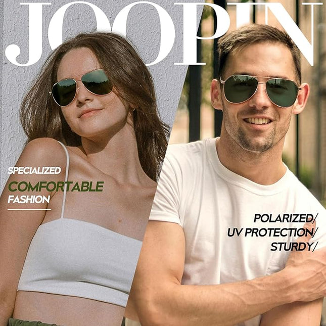 Joopin Polarized Metal Aviation Sunglasses Men, Classic Military Sun Glasses Women, Rectangle Shades UV400 Protection Costume
