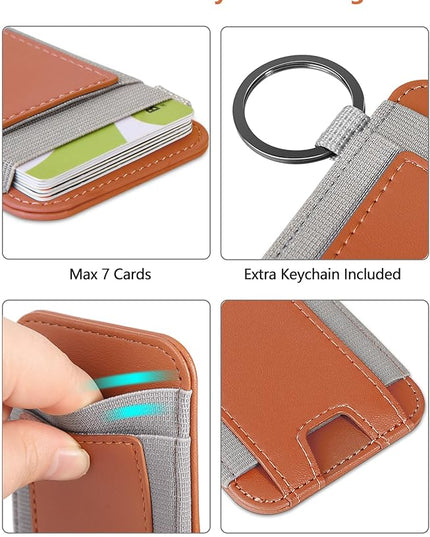 ExtreLife For Magsafe Wallet, Stronger Magnetic Wallet for iPhone 17/16/15/14/13/12 Series, Magnetic Card Holder with 2 Card Slots, Vegan Leather, Max 7 Cards, Slim, Brown